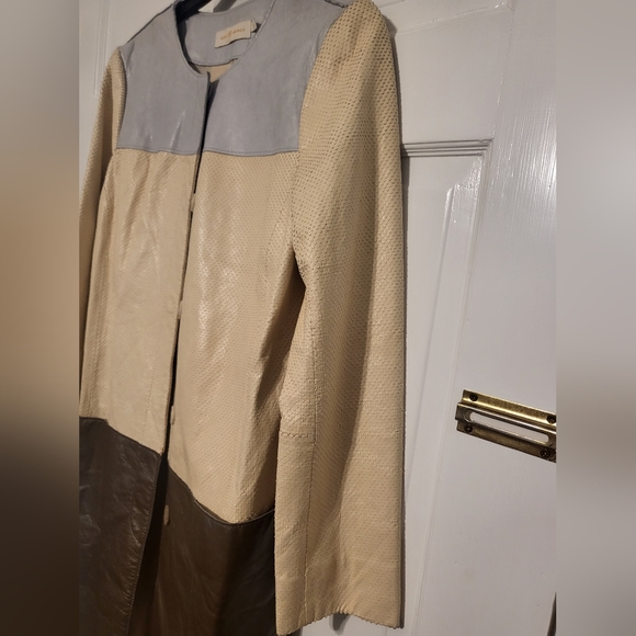Tory Burch Leather Colorblock Pattern Coat size 8 - Picture 8 of 8